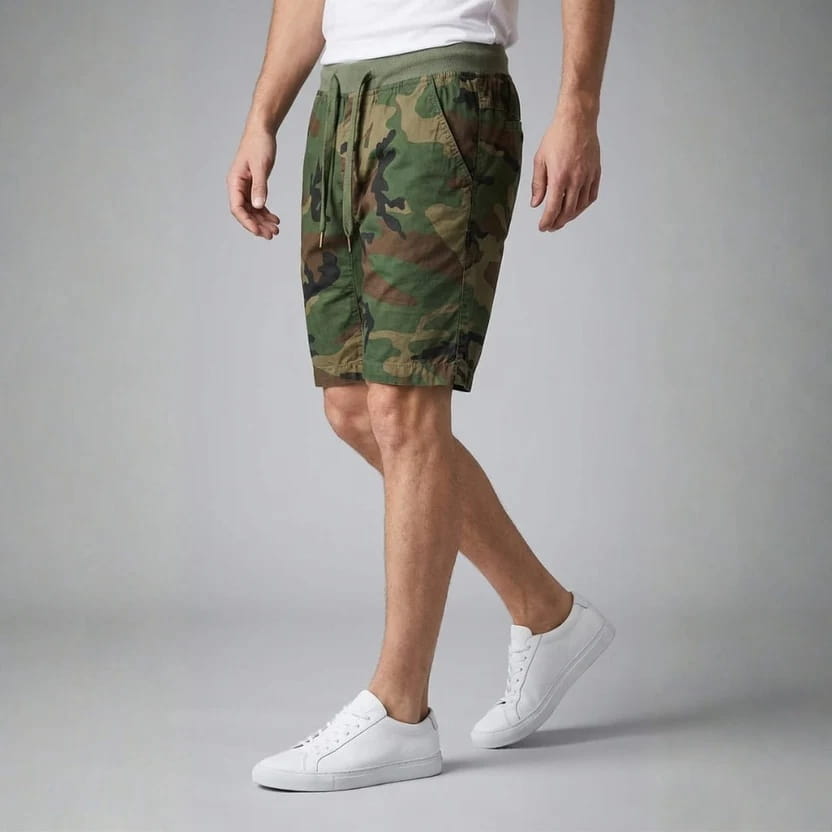 Leonardo Cotton Blend Camo Shorts – Stretch Fit Breathable Athletic Shorts