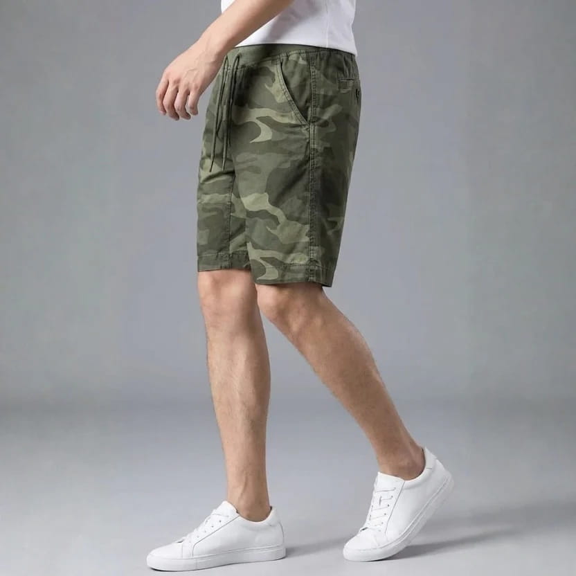 Leonardo Cotton Blend Camo Shorts – Stretch Fit Breathable Athletic Shorts