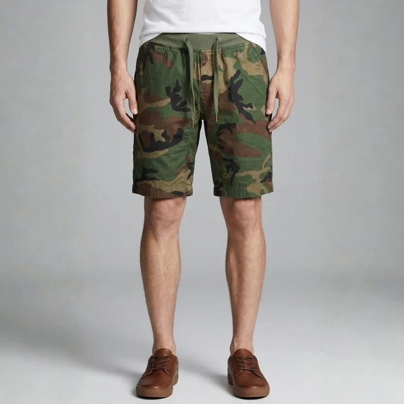 Leonardo Cotton Blend Camo Shorts – Stretch Fit Breathable Athletic Shorts