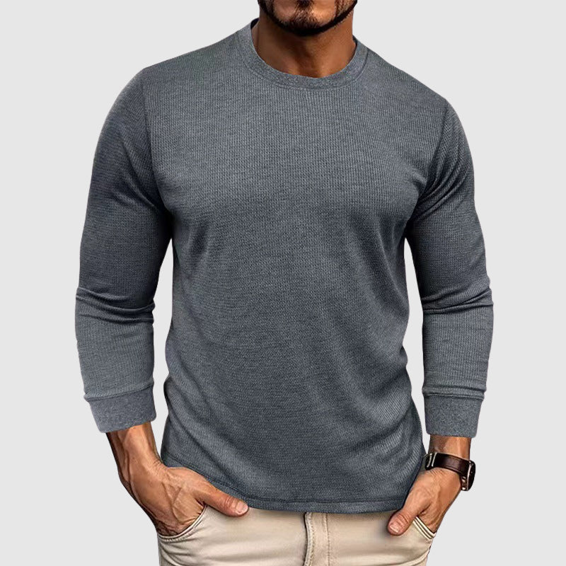 Luigi Men’s Long Sleeve Shirt – Casual Waffle Knit Thermal Top