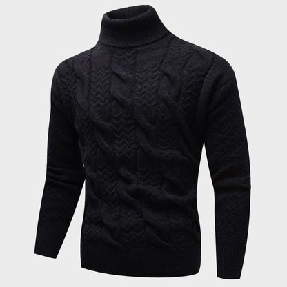 Rusty Men’s Turtleneck Sweater – Extra-Fine Merino Wool Pullover in Cream Knit