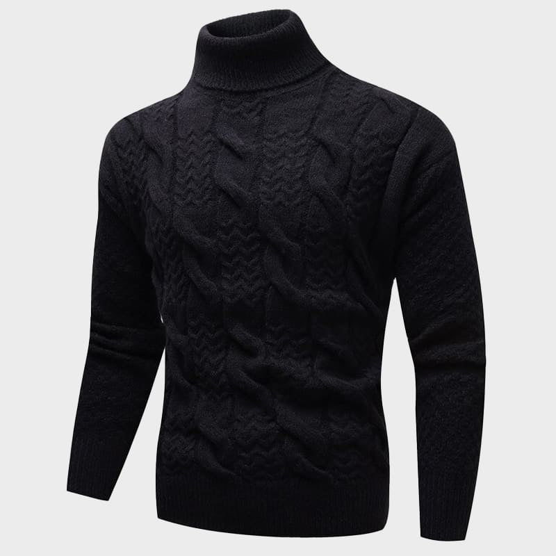 Lachlan Men’s Turtleneck Sweater – Cotton Blend Cable Knit Jumper