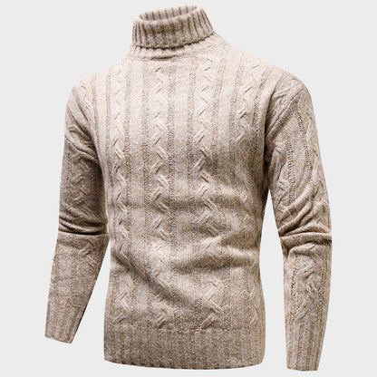 Rusty Men’s Turtleneck Sweater – Extra-Fine Merino Wool Pullover in Cream Knit