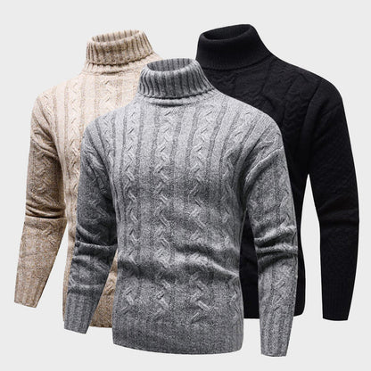 Rusty Men’s Turtleneck Sweater – Extra-Fine Merino Wool Pullover in Cream Knit