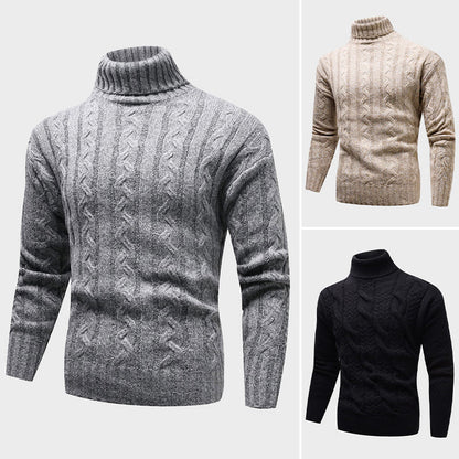Rusty Men’s Turtleneck Sweater – Extra-Fine Merino Wool Pullover in Cream Knit
