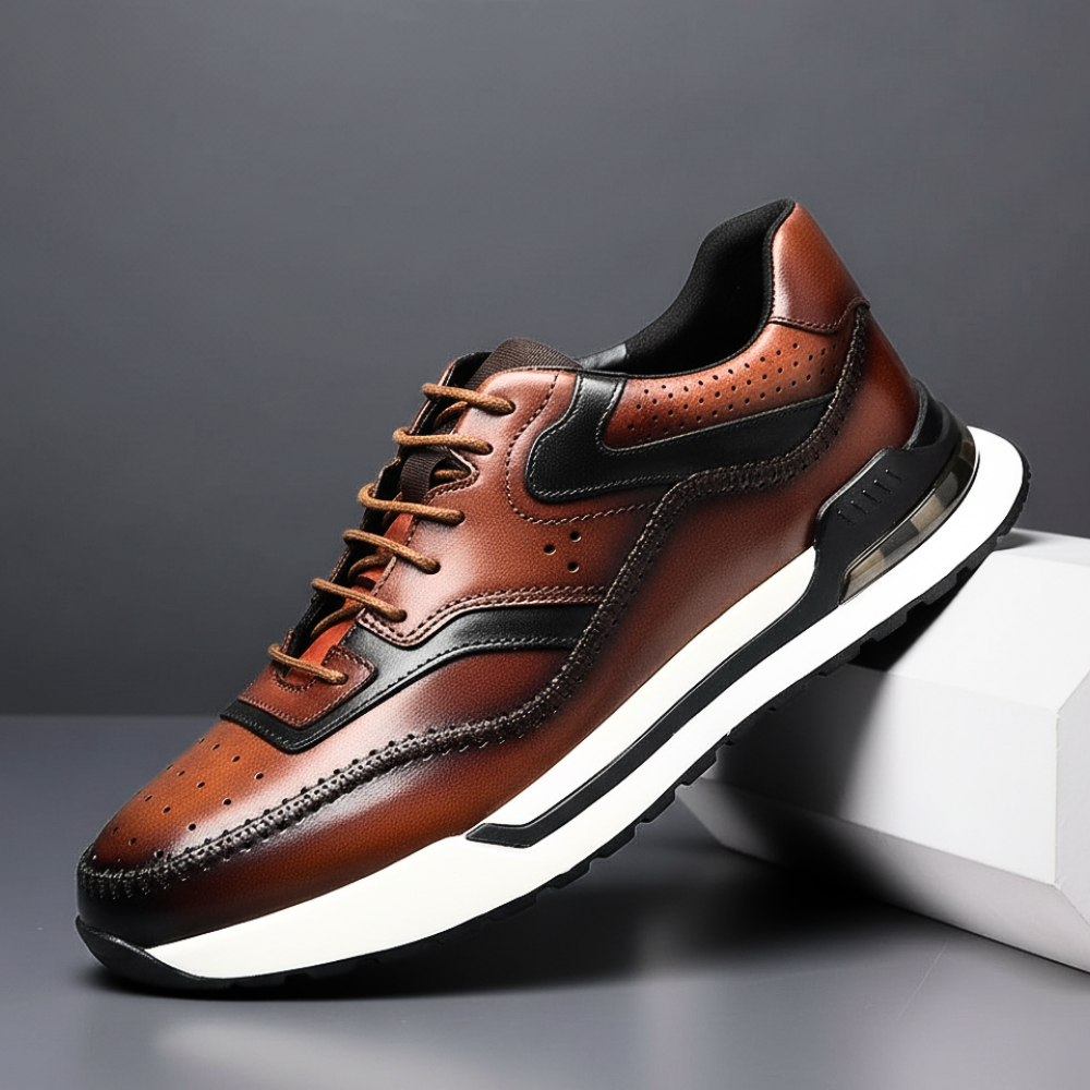 Alessandro Vieri Genuine Leather Oxford Sneakers – Smart Casual Comfort Shoes