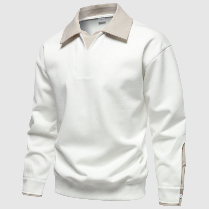 Andre Men’s Polo Sweater – Cotton-Blend Pullover with Contrast Collar