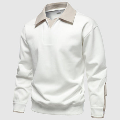 Andre Men’s Polo Sweater – SilkenWeave Knit with Contrast Collar Detail
