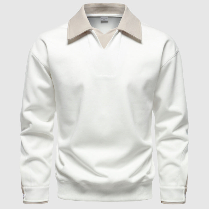 Andre Men’s Polo Sweater – Cotton-Blend Pullover with Contrast Collar