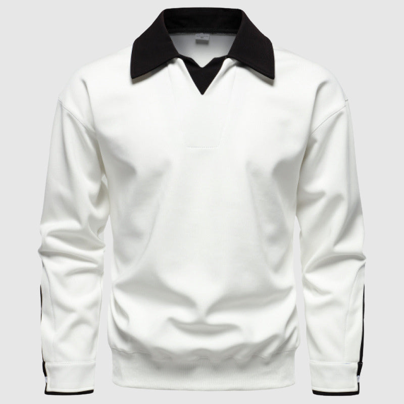 Andre Men’s Polo Sweater – Cotton-Blend Pullover with Contrast Collar