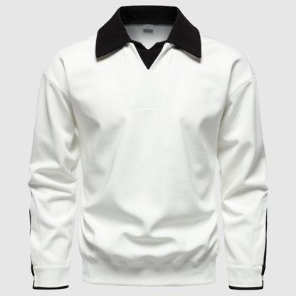 Andre Men’s Polo Sweater – SilkenWeave Knit with Contrast Collar Detail