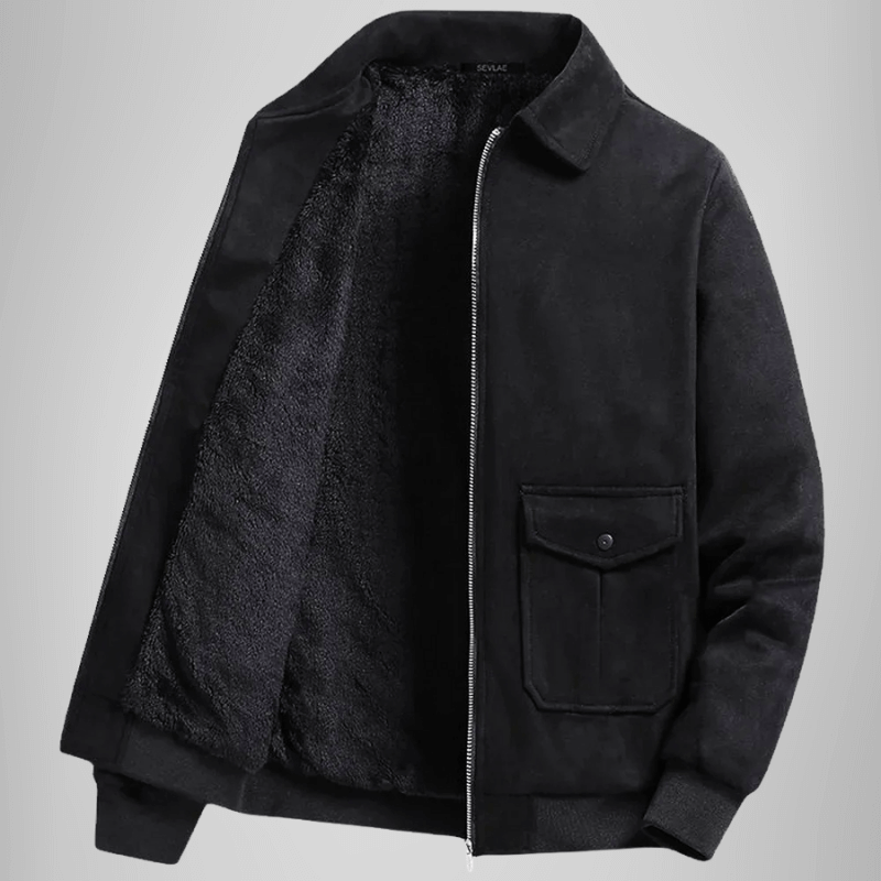 Mateo Men’s Suede Bomber Jacket – Structured Fit Sherpa Lined Jacket