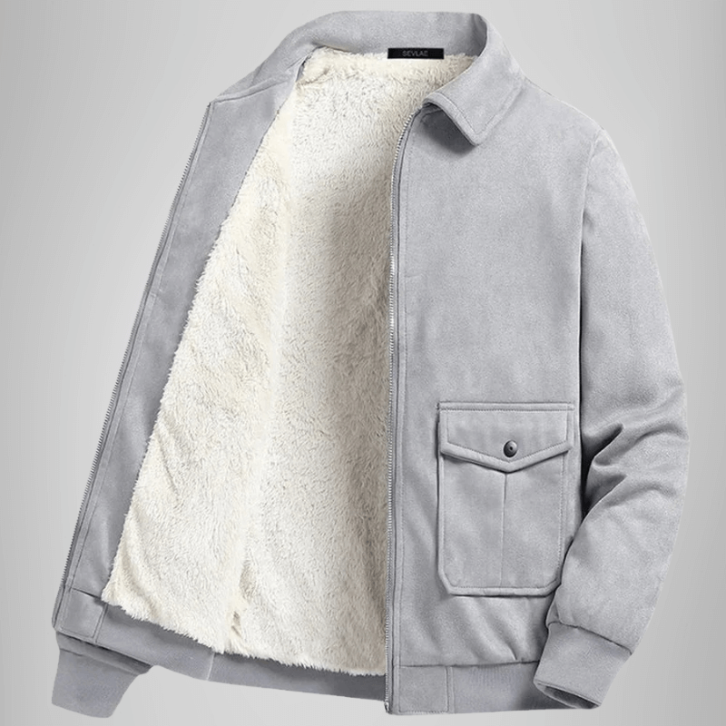 Mateo Men’s Suede Bomber Jacket – Structured Fit Sherpa Lined Jacket