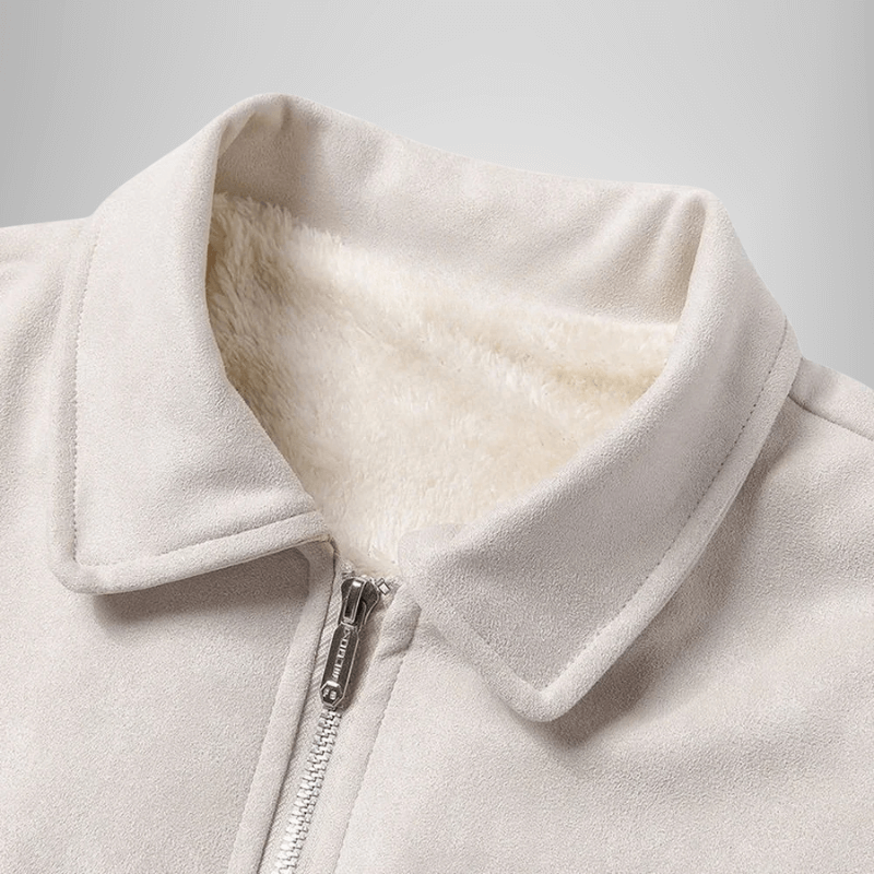 Mateo Men’s Suede Bomber Jacket – Structured Fit Sherpa Lined Jacket