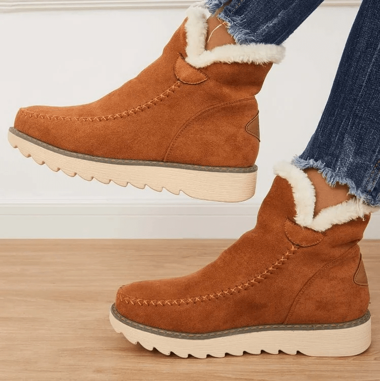 Isabella Women’s Winter Boots – Slip-On Fleece Lined Wedge Ankle Boots