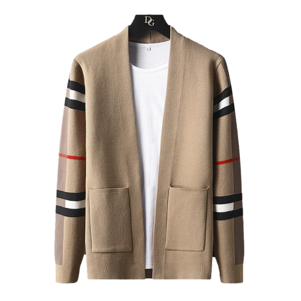 Ravix Men’s Cardigan– Wool Blend Knit with Pockets & Classic Fit
