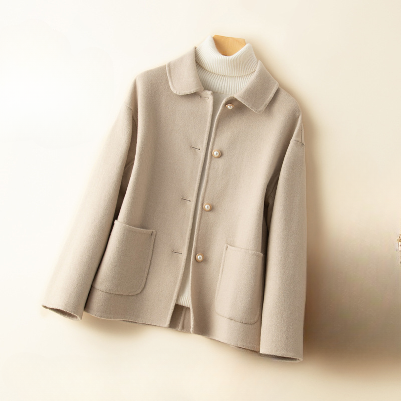 Clarisse Cashmere Women’s Coat – Pearl Button Closure Winter Coat