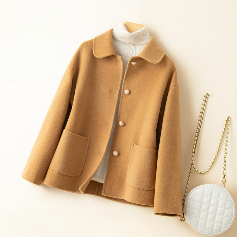 Clarisse Cashmere Women’s Coat – Pearl Button Closure Winter Coat