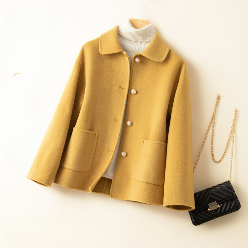 Clarisse Cashmere Women’s Coat – Pearl Button Closure Winter Coat