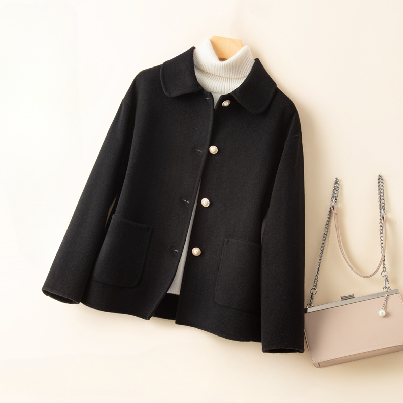 Clarisse Cashmere Women’s Coat – Pearl Button Closure Winter Coat