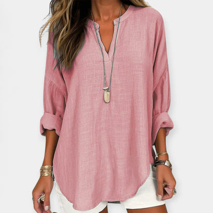 Sophia Women’s Linen Blouse – Lightweight Cotton Relaxed Fit Top for Summer