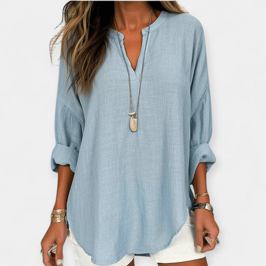 Sophia Women’s Linen Blouse – Lightweight Cotton Relaxed Fit Top for Summer