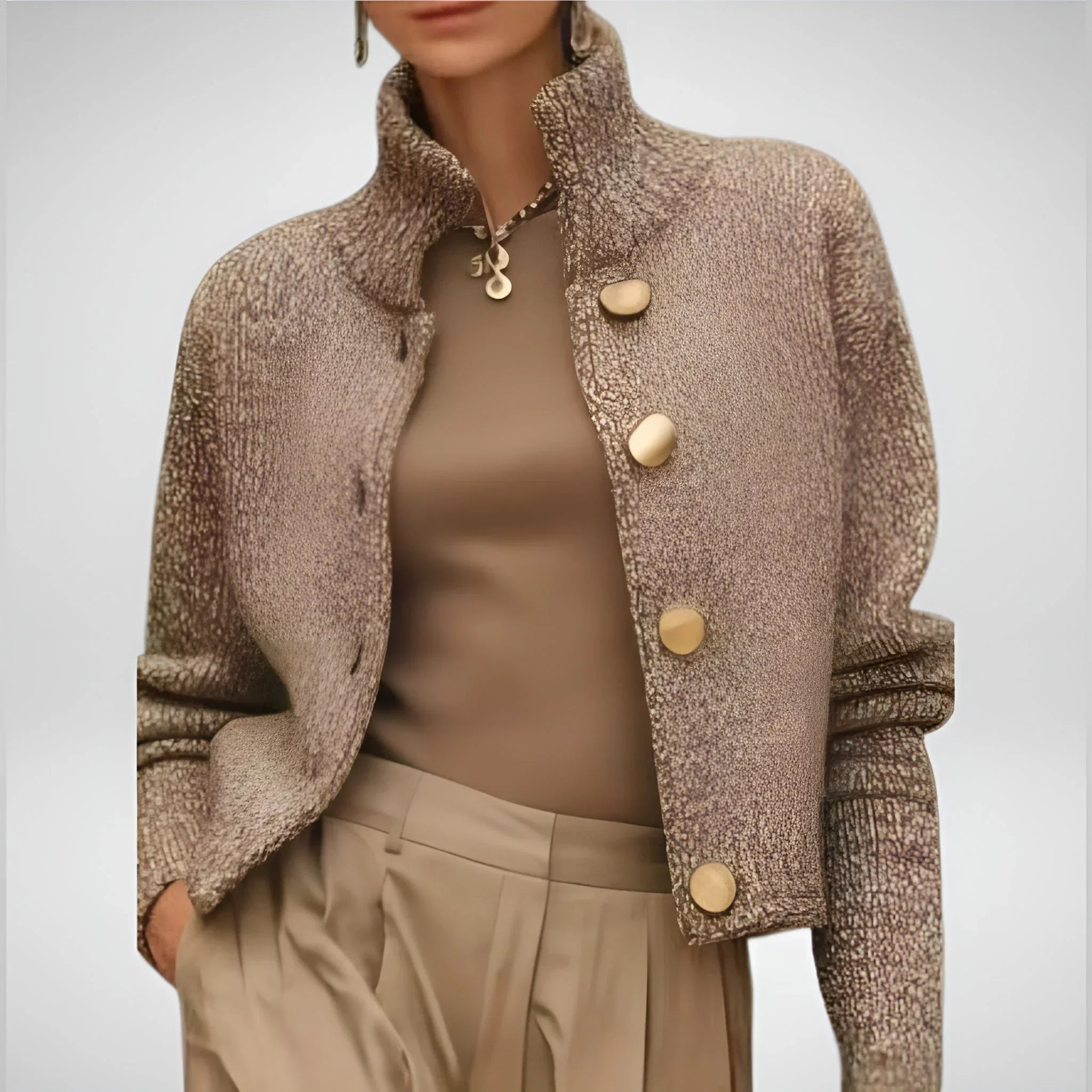 Kavya Women’s Cropped Jacket – Structured Button Front Jacket