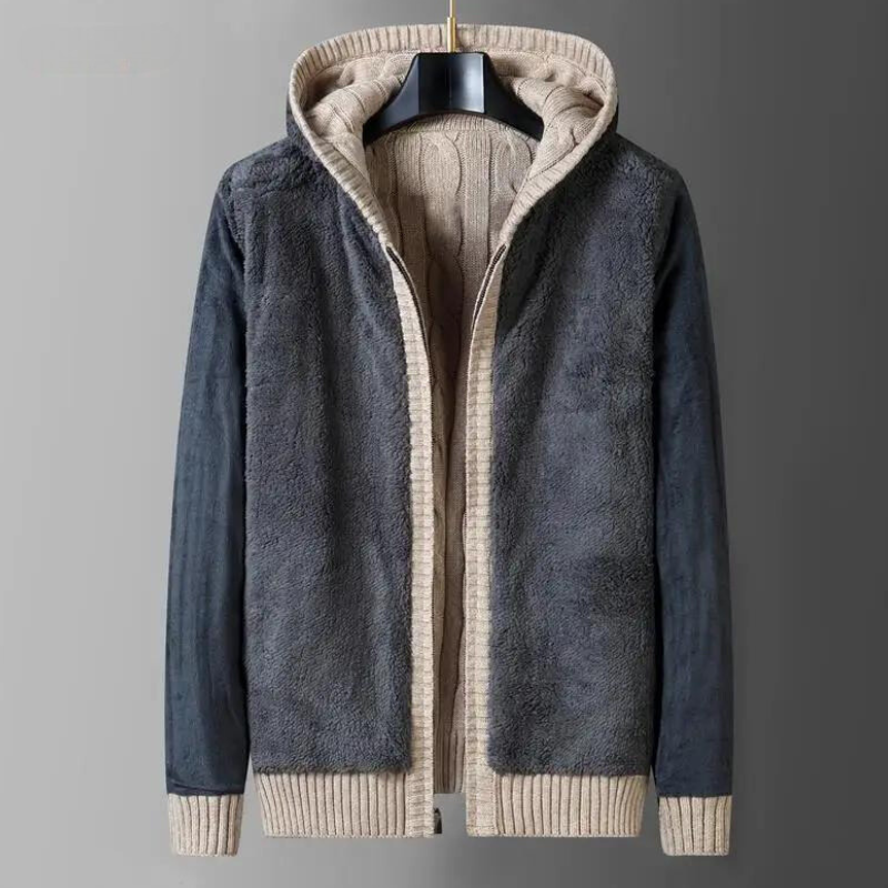 Dorian Men’s Wool Cardigan Jacket – Reversible Design with Fleece Interior