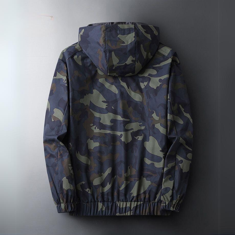 Emanuele Men’s Camo Windbreaker Jacket – Lightweight Water-Resistant Hooded Outerwear