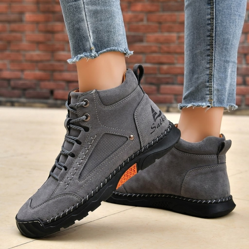 Monroe Nubuck Leather Lace-Up Trainers – Waterproof Breathable Casual Shoes
