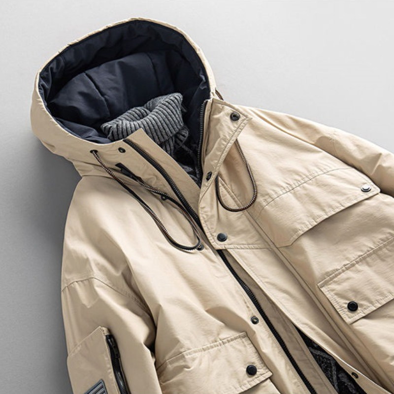 GlacierGuard Men’s Parka Jacket – Weatherproof Nylon Shell with Insulated Lining & Hood