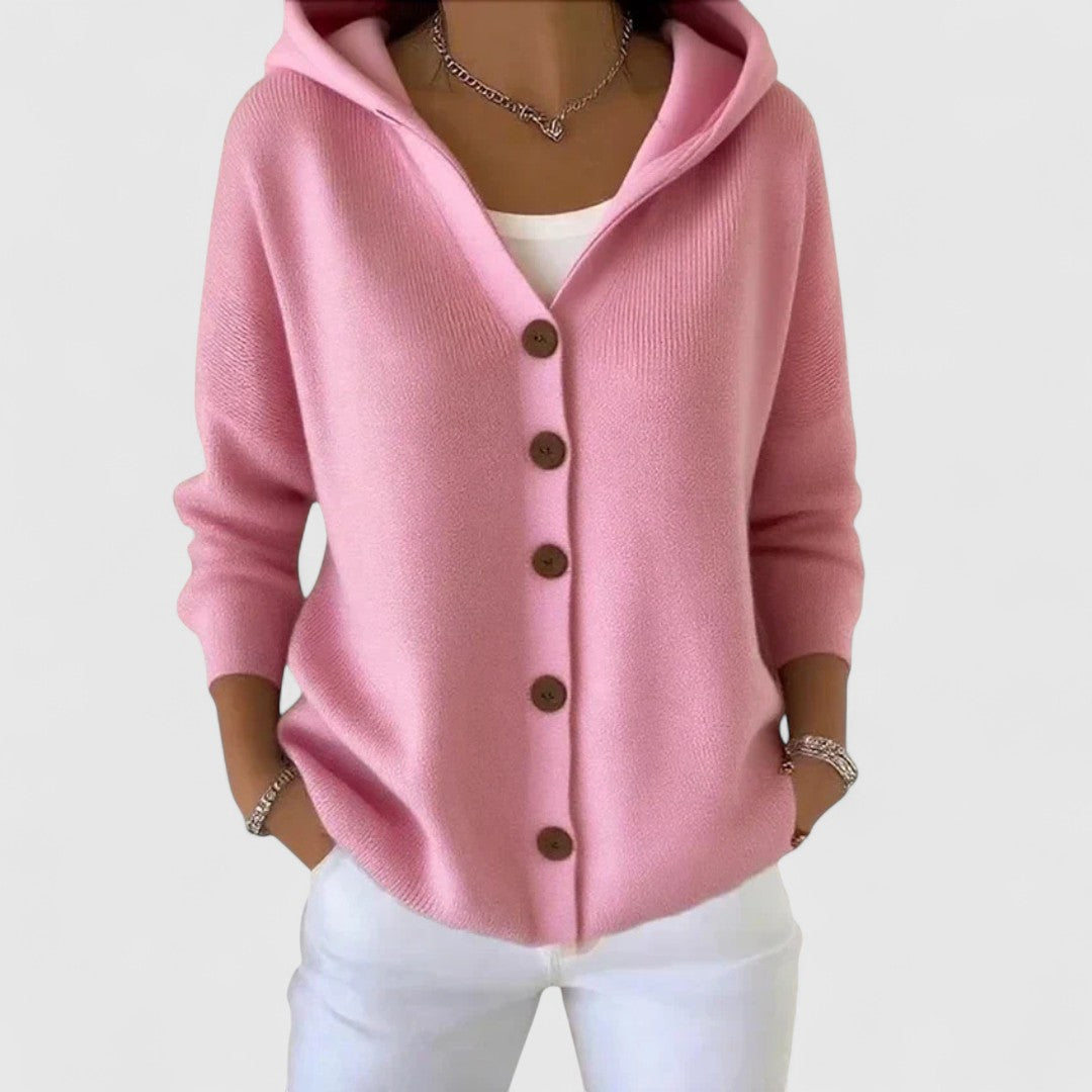 Nella Women’s Cardigan – Hooded Button-Up Knitted Cardigan