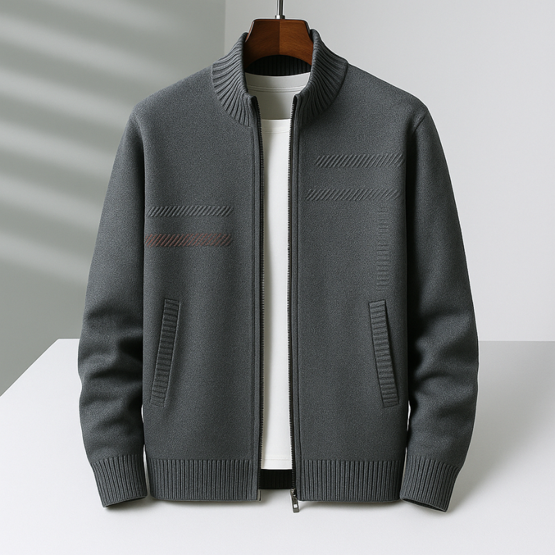 Sergio Men’s Knit Jacket – Soft Touch Full-Zip Jacket