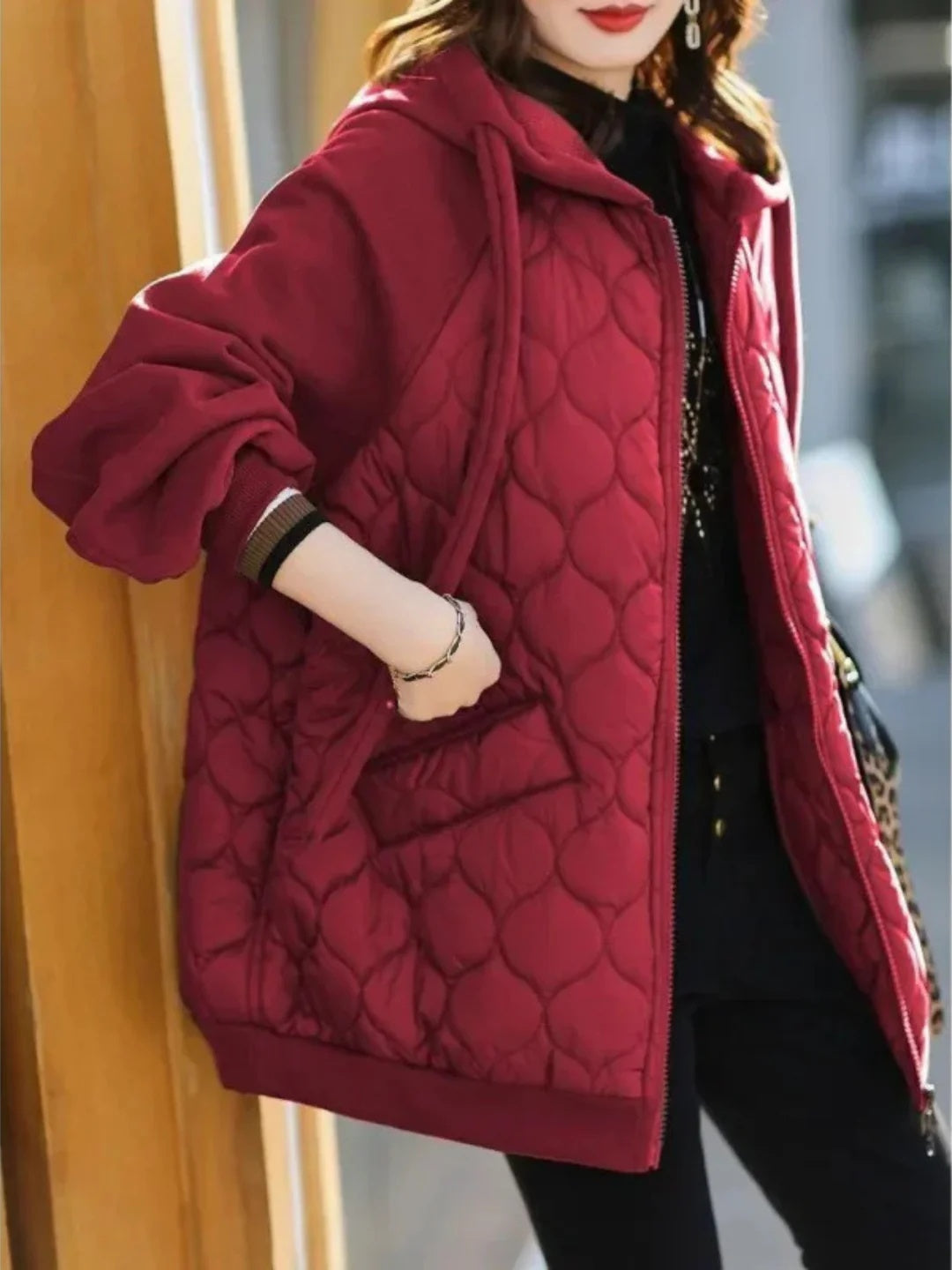 Colette Women’s Quilted Hoodie Jacket – Fleece-Lined Oversized Winter Coat
