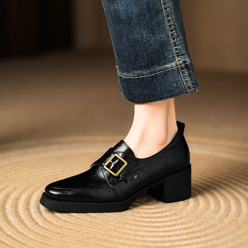 Cameron Women’s Loafers – Italian Leather Buckle Dress Shoes