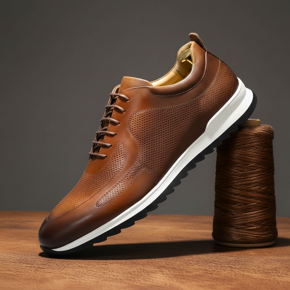 Enzo Italian Leather Shoes – Cushioned Casual Trainers