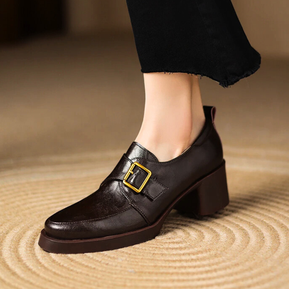 Cameron Women’s Loafers – Italian Leather Buckle Dress Shoes