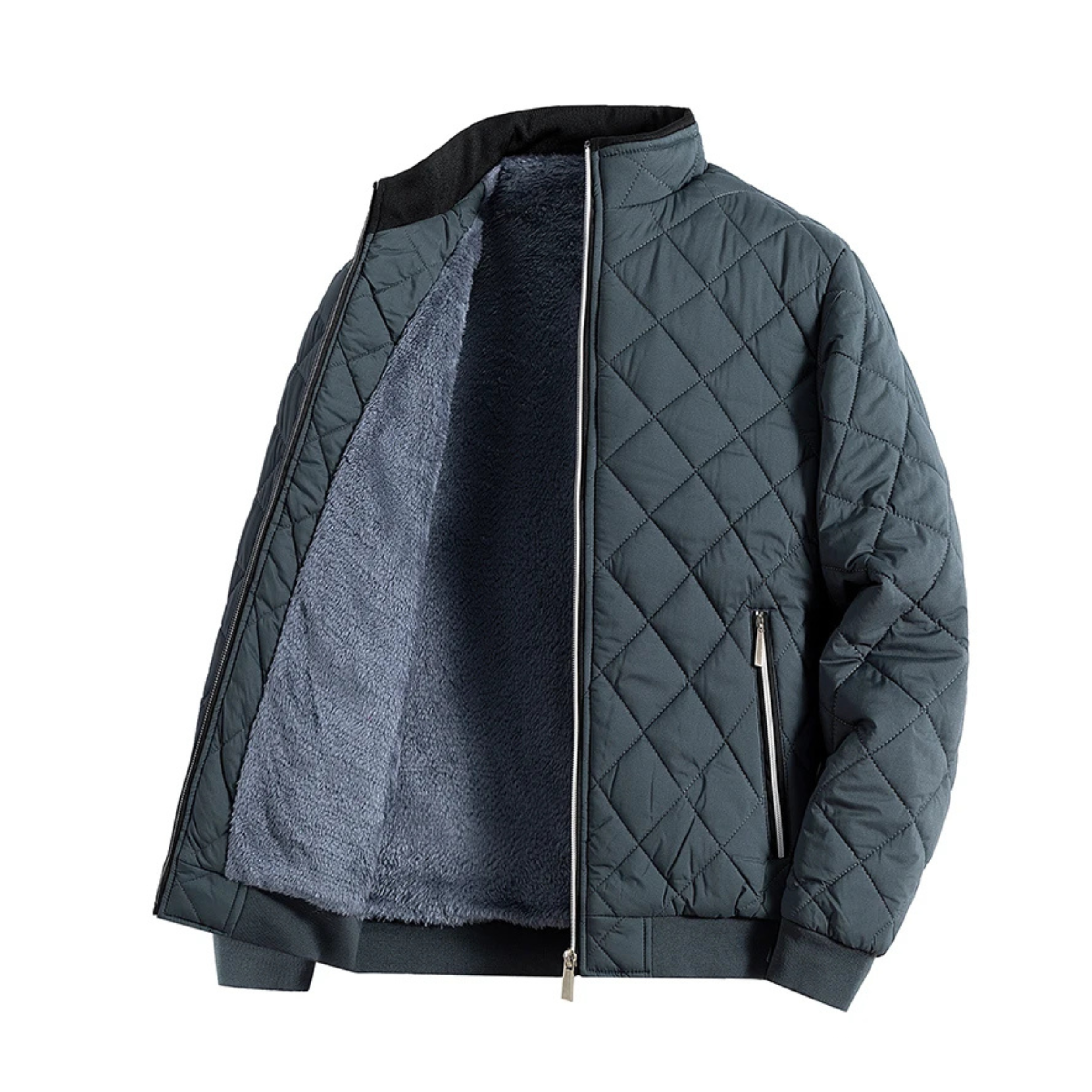 Arnellio Men’s Quilted Jacket – Diamond Stitch Cotton Winter Coat