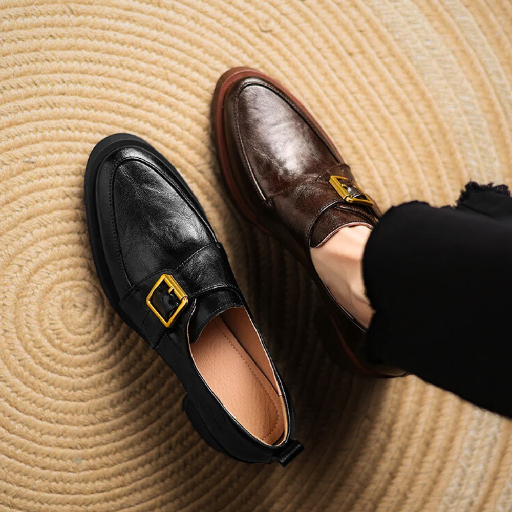 Cameron Women’s Loafers – Italian Leather Buckle Dress Shoes