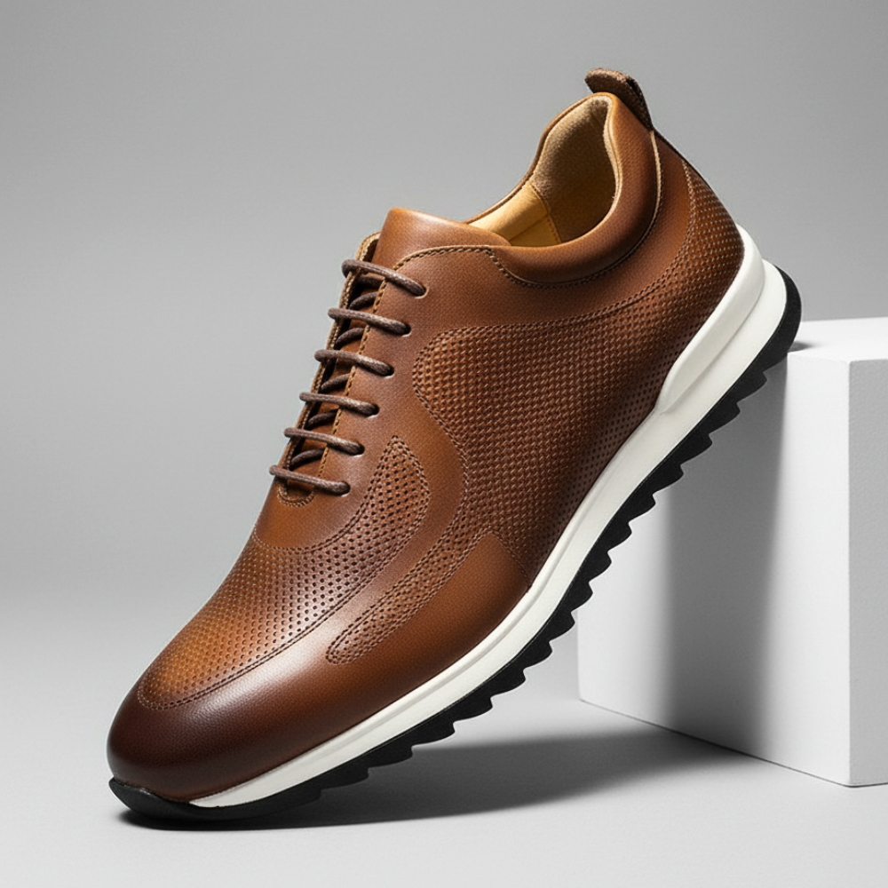 Enzo Italian Leather Shoes – Cushioned Casual Trainers