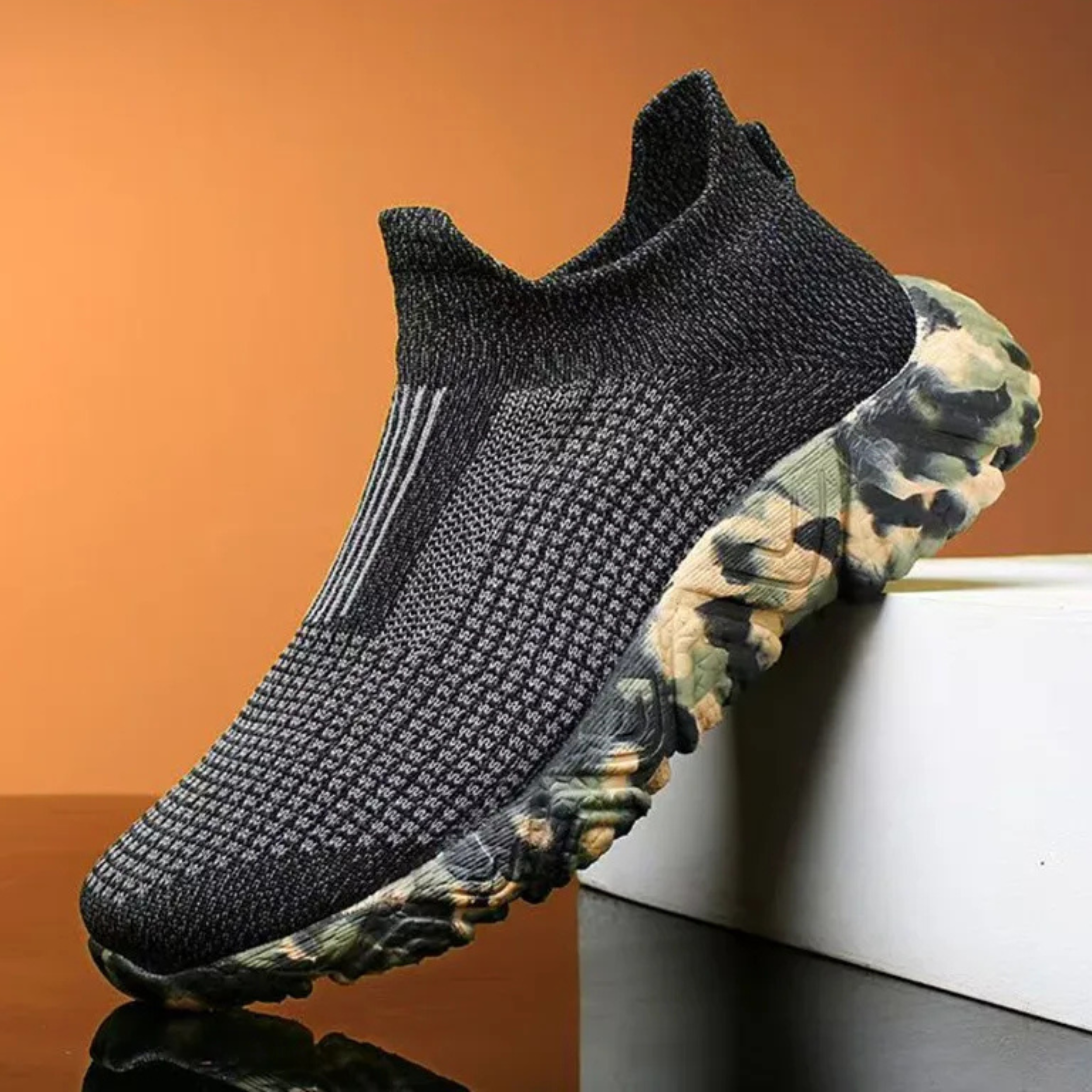 Gaetano Men’s Shoes – Camo Sole Slip-On Trainers