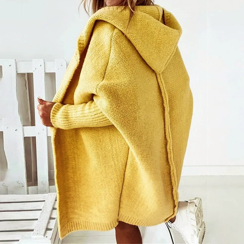 Zola Women’s Oversized Cardigan – Hooded Knit Longline with Ribbed Cuffs
