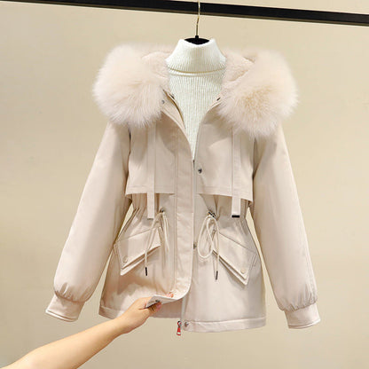 Casie Women's Winter Set – Plush Faux Fur Hooded Jacket & Knitted Turtleneck Pants