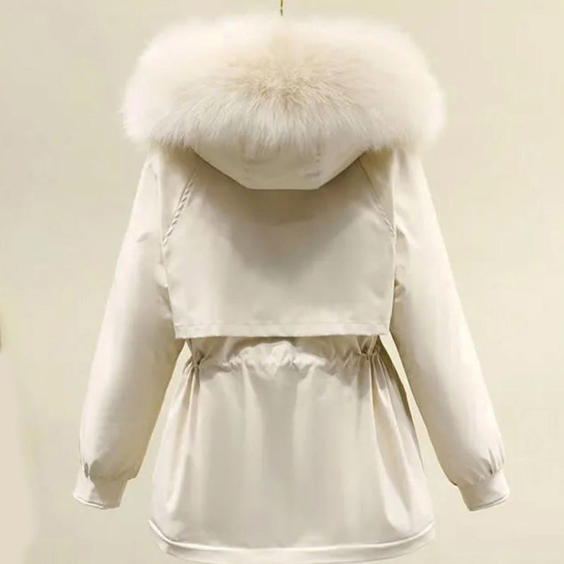 Casie Women's Winter Set – Plush Faux Fur Hooded Jacket & Knitted Turtleneck Pants