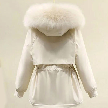 Casie Women's Winter Set – Plush Faux Fur Hooded Jacket & Knitted Turtleneck Pants