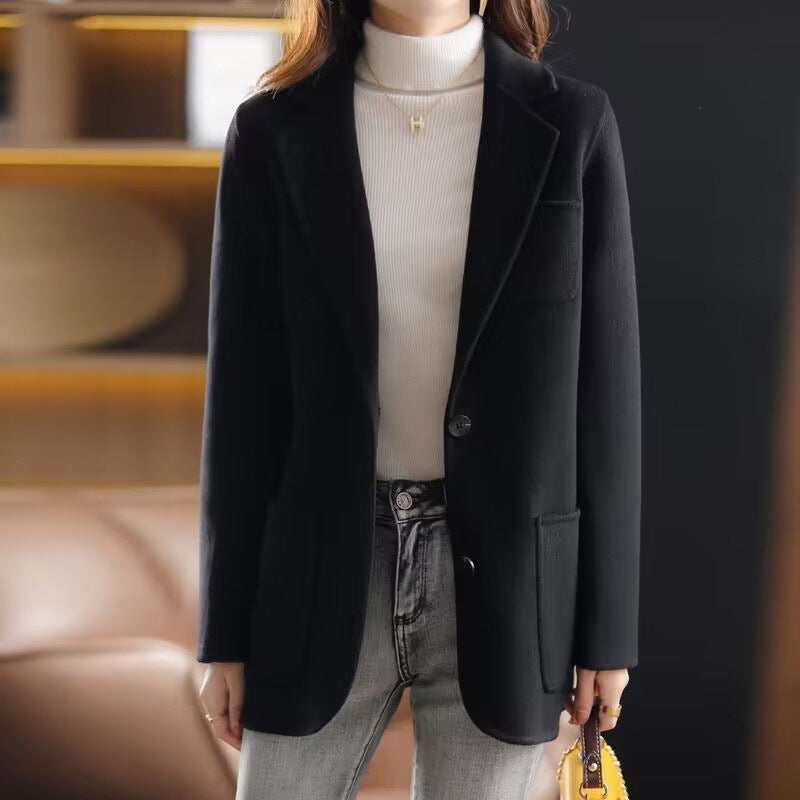 Isabella Women’s Wool Coat – Winter Overcoat with Lapel Collar