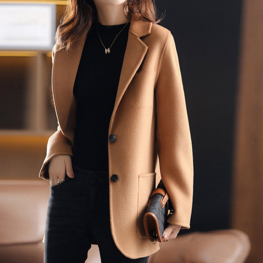 Isabella Women’s Wool Coat – Relaxed Fit Winter Overcoat with Lapel Collar