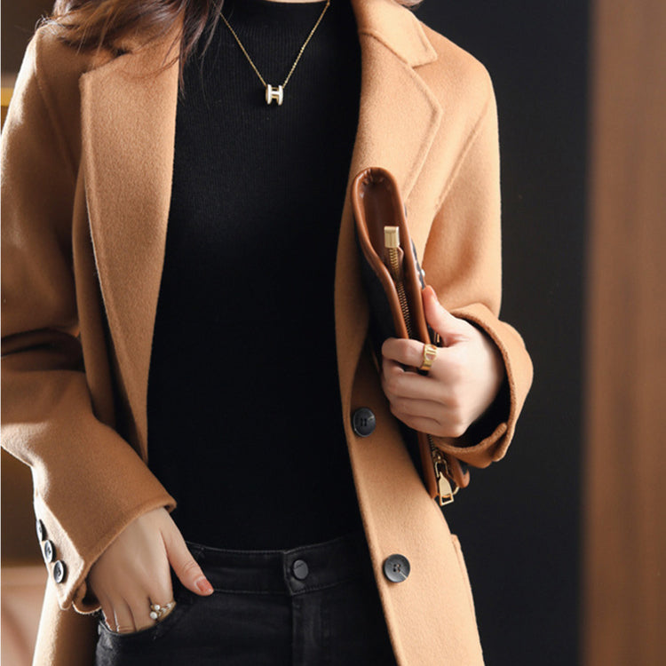 Isabella Women’s Wool Coat – Winter Overcoat with Lapel Collar