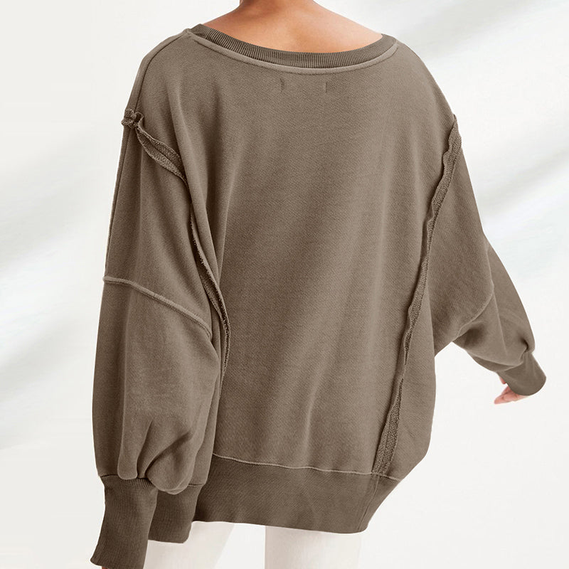 Amaya Women’s Knit Sweatshirt – Relaxed Cotton Jumper with Sculpted Sleeves