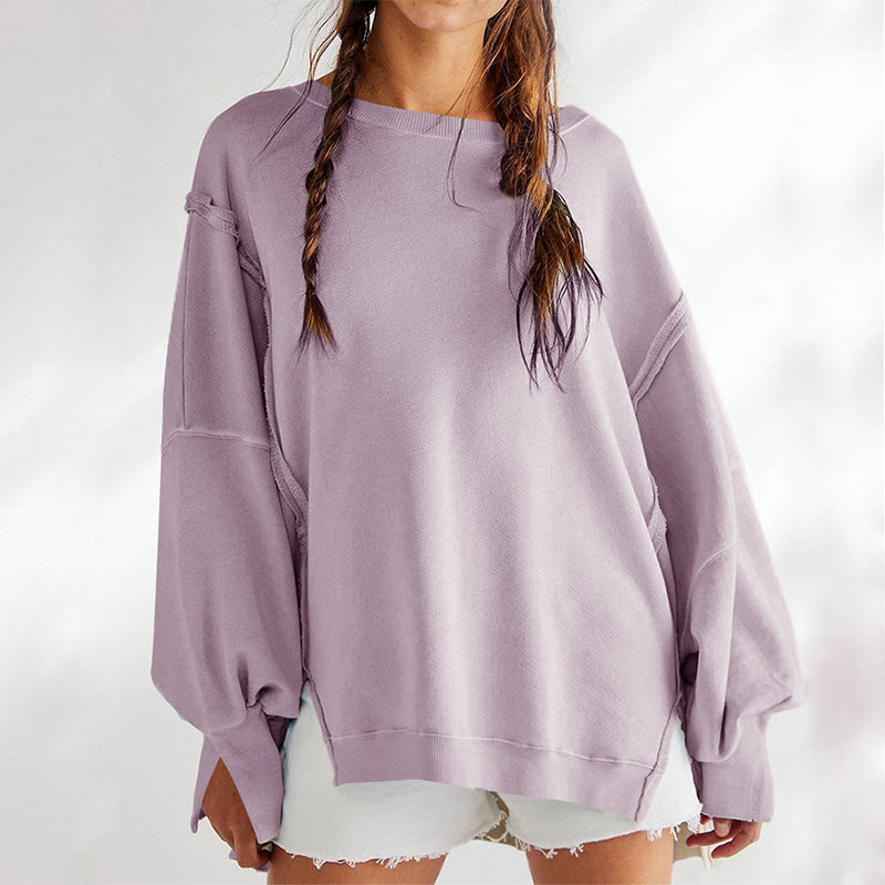 Amaya Women’s Knit Sweatshirt – Relaxed Cotton Jumper with Sculpted Sleeves